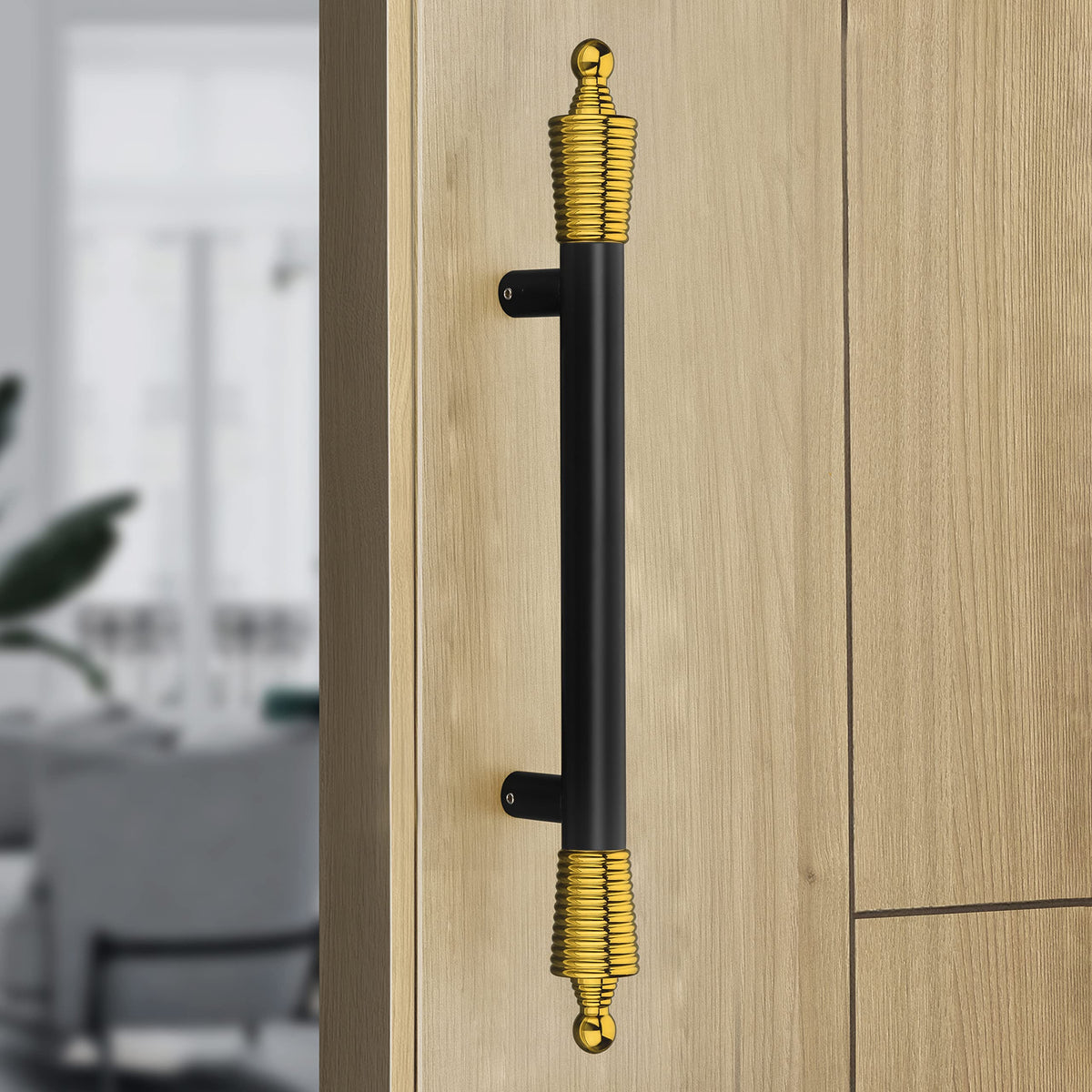 Plantex Heavy Duty Door Handle for Main Door/14-inches Main Door Handle/Pull Push Door Handle for Wooden & Glass Door - Pack of 1 (Black and Gold) - 3 Years Warranty-1