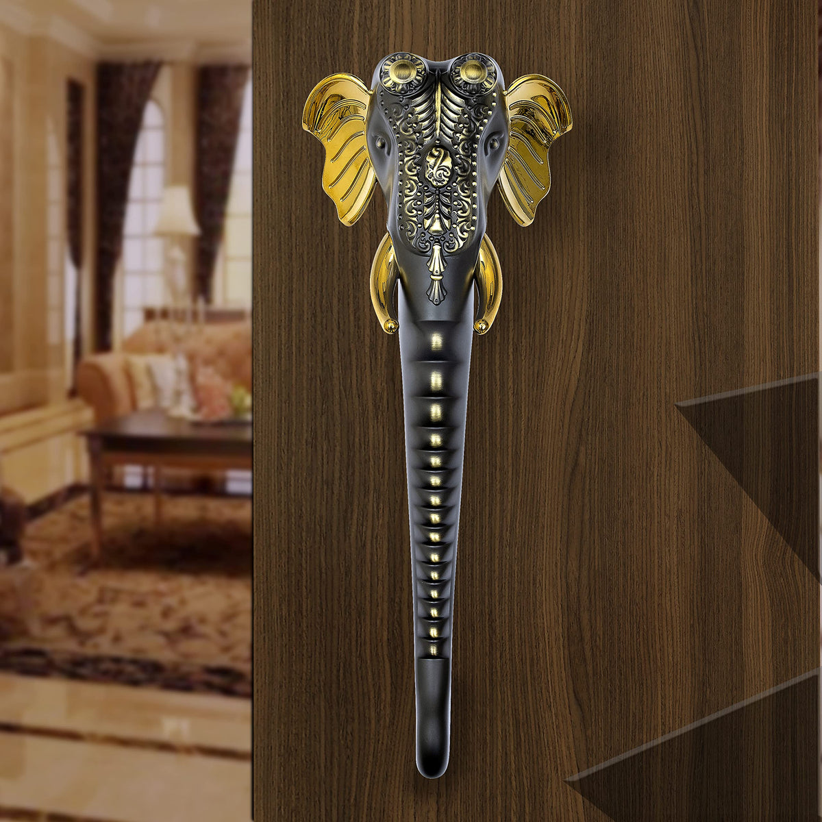Plantex Premium Main Door Handle/17- inches Door Handle for Main Door/Pull Push Handle/Door and Home Decore Ganesh Shape Design/3 Years Warranty Pack of 1 (677- Brass Antique Finish)-4