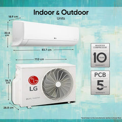 LG 1 Ton 5 Star AI Dual Inverter Split Ac (Copper, Super Convertible 6-In-1 Cooling, 4 Way Swing, HD Filter with Anti-Virus Protection, Faster Cooling & Energy Saving, TS-Q14YNZE, White)