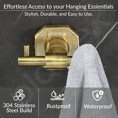 Plantex 304 Grade Stainless Steel Robe Hook/Cloth Holder/Towel Hanger/Bathroom Accessories - Nipron (Brass Antique)-2