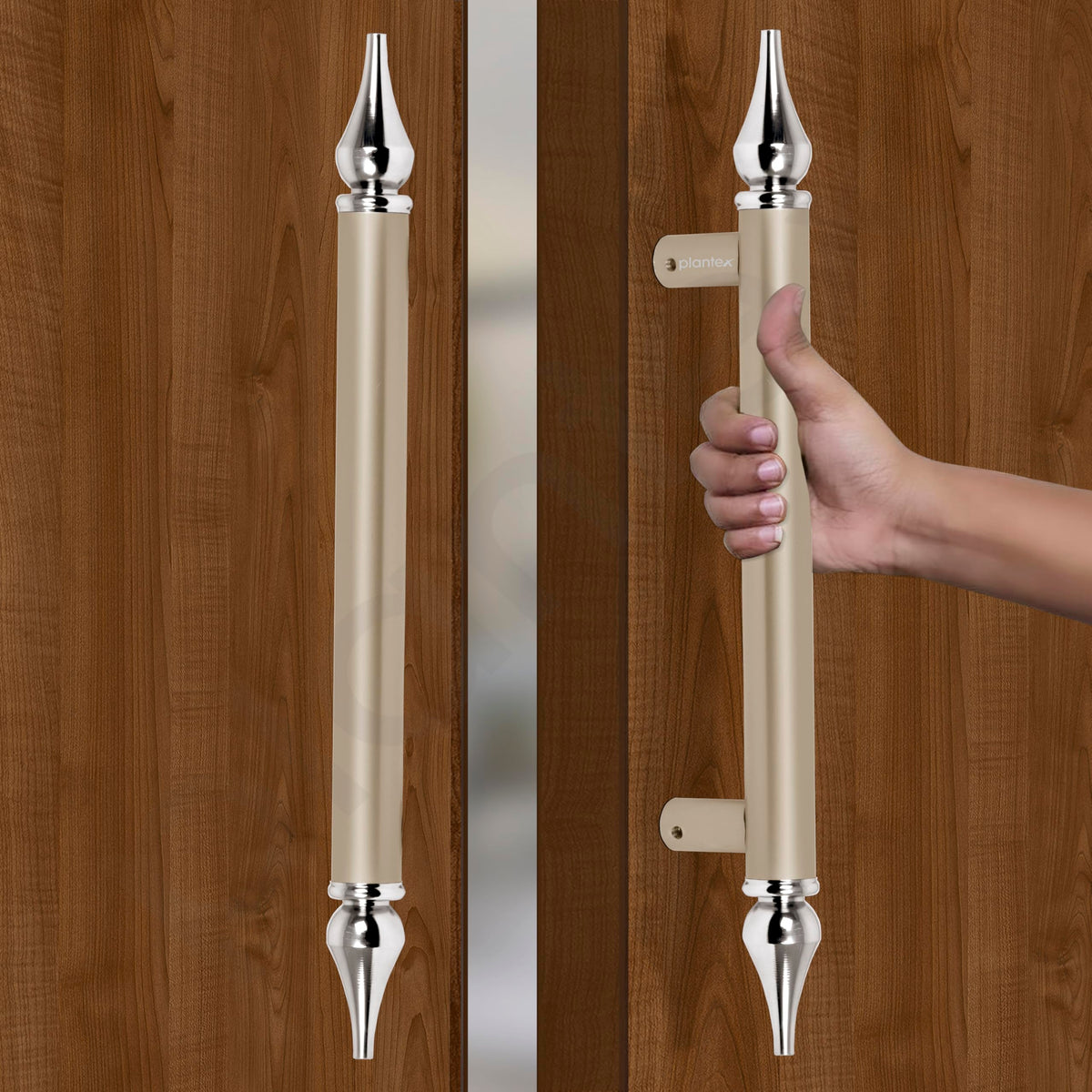 Plantex Heavy Duty 14 Inch Main Door Handle/Door Handle for Main Door/Pull Push Door Handle Pack of 2 (117, Satin White and Chrome Finish) - 3 Years Warranty-5