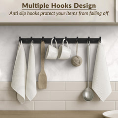 Plantex Wall Hooks for Hanging Cloth/Stainless Steel Towel Hangers/Bathroom Robe Hooks/Door Hangers/Wall Hook Rack/Hook Rail for Hanging Keys - 8 Hooks (Pack of 2, Black)-2