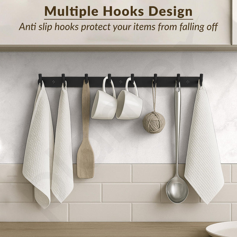 Plantex Wall Hooks for Hanging Cloth/Stainless Steel Towel Hangers/Bathroom Robe Hooks/Door Hangers/Wall Hook Rack/Hook Rail for Hanging Keys - 8 Hooks (Pack of 2, Black)-2