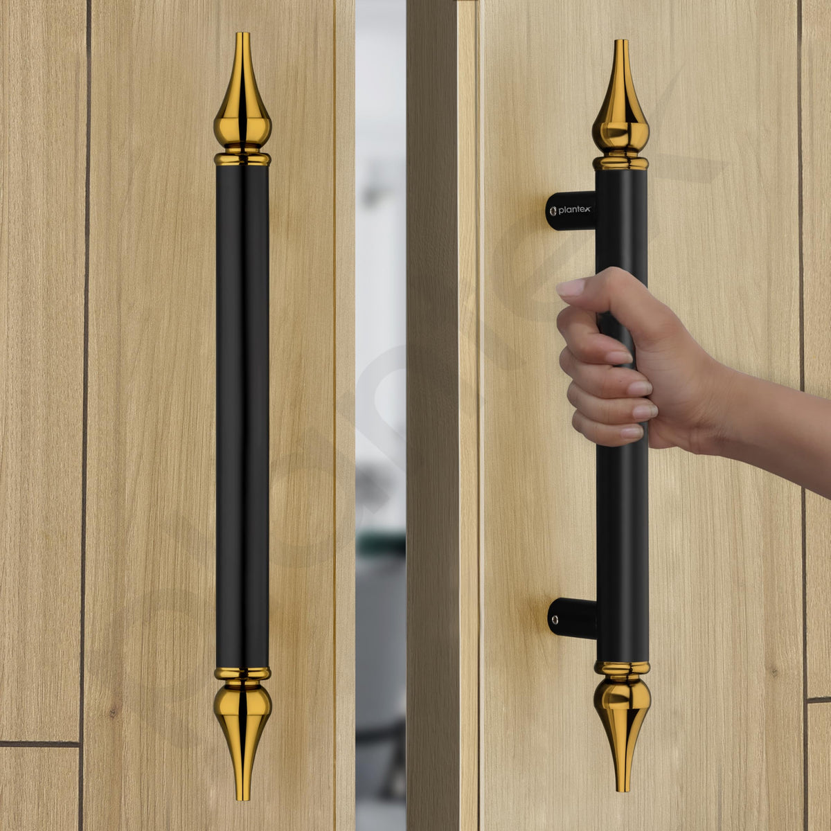 Plantex Heavy Duty Door Handle/14 Inch Main Door Handle/Pull-Push Door Handle/Door & Home Decor - Pack of 2 (Black and Gold)-5