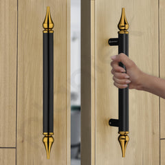 Plantex Heavy Duty Door Handle/14 Inch Main Door Handle/Pull-Push Door Handle/Door & Home Decor - Pack of 2 (Black and Gold)-5