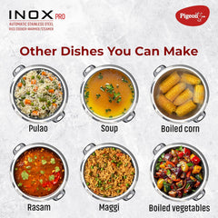 Pigeon Inox Pro Rice Cooker with Steamer, 1.8 litres | Stainless Steel Lid | 700 Watts | 1 Steel Cooking Pot | Measuring Cup | Spatula | Energy Efficient Cooking (Yellow)