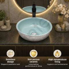 Plantex Ceramic Round Basin for Bathroom/ Table Top Basin/ Washbasin for Bathroom/ Restaurant/Hotel (16.5 x 16.5 x 6 Inch)-5