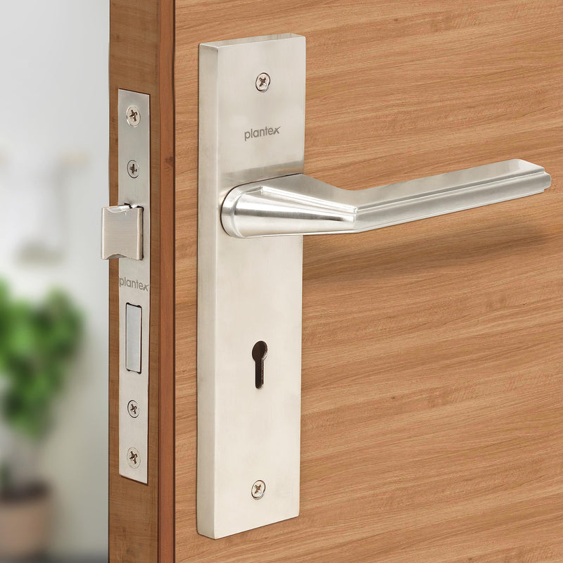 Plantex Heavy-Duty Door Lock Set - Main Door Lock Handle Set/ 6-Lever Lock Mechanism with 3 Years of Warranty/Mortise Lock with 3 Keys, Brass Lockbody (Matt)-1