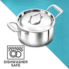 Hawkins 3 Litre Pro TriPly Stainless Steel Milk Pan with Stainless Steel Lid, Milk Pot, Sauce Pan, Silver (PSMP30S)