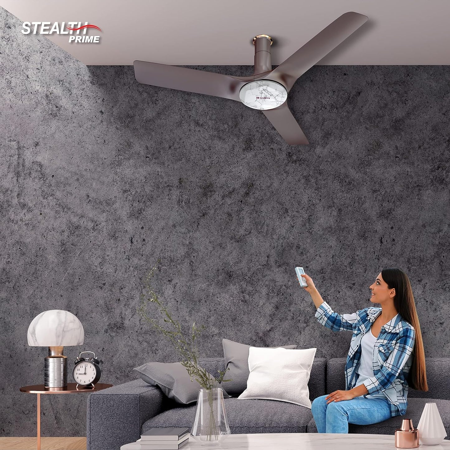 Havells 1200Mm Stealth Prime Bldc Motor Ceiling Fan|Most Silent&Premium, 5 Stars With Rf Remote, 100% Copper|Upto 55% Energy Saving, Timer, Memory Backup|(Pack Of 1, Marbel Dusk)