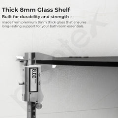 Plantex Glass Corner Shelf for Bathroom/Living Room/Kitchen Corner Shelf, Wall Mount/Glass Shelf for Bathroom Wall (9x9 Inches, Black, Pack of 3)-5