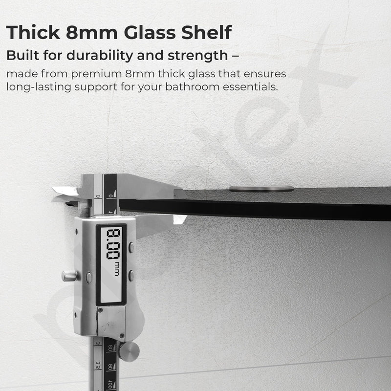 Plantex Glass Corner Shelf for Bathroom/Living Room/Kitchen Corner Shelf, Wall Mount/Glass Shelf for Bathroom Wall (9x9 Inches, Black, Pack of 3)-5
