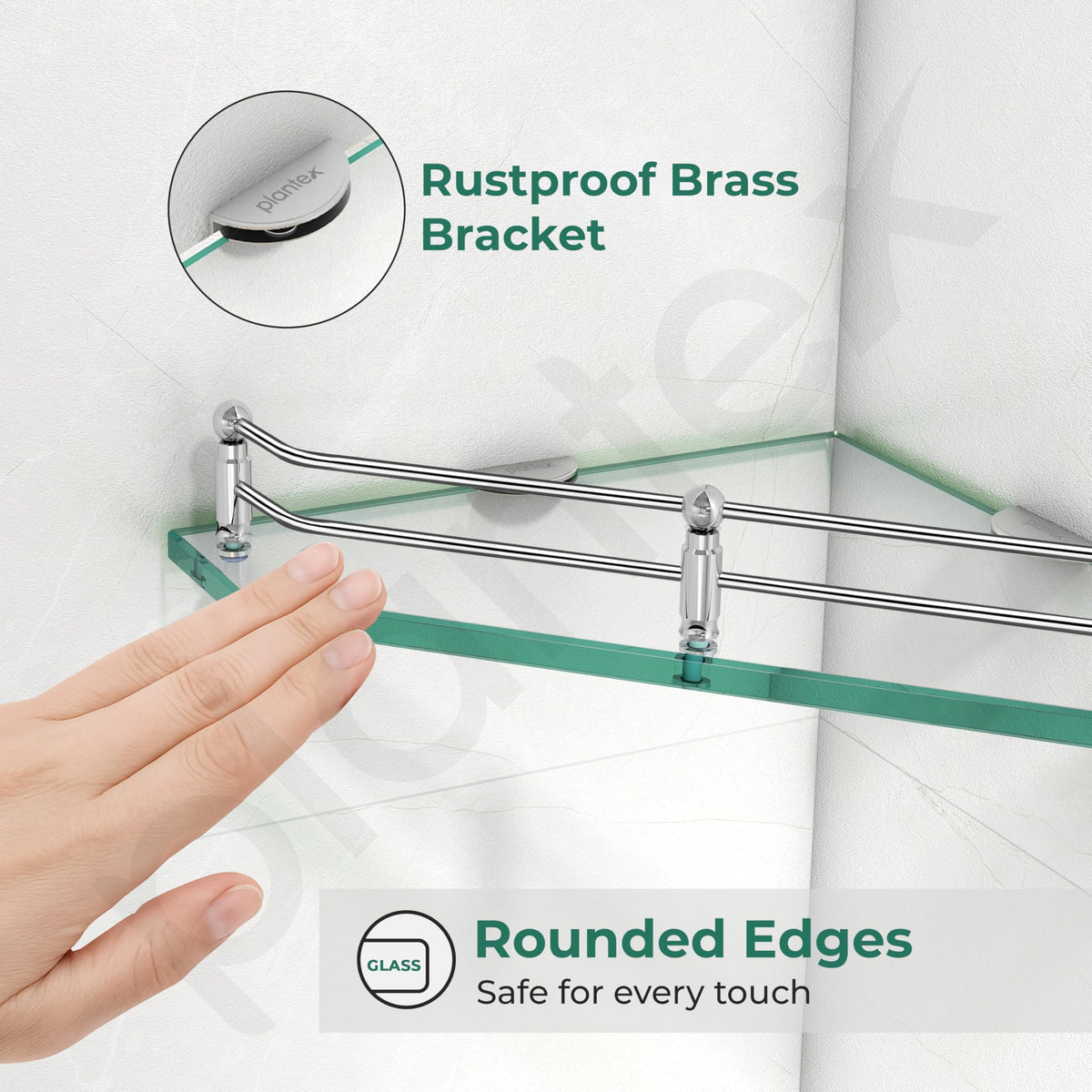 Plantex Diamond Glass Corner Shelf for Bathroom/Kitchen Glass Shelf/Bathroom Corner Shelf/Wall Storage Rack (9x9 Inches - Transparent - Pack of 1)-4