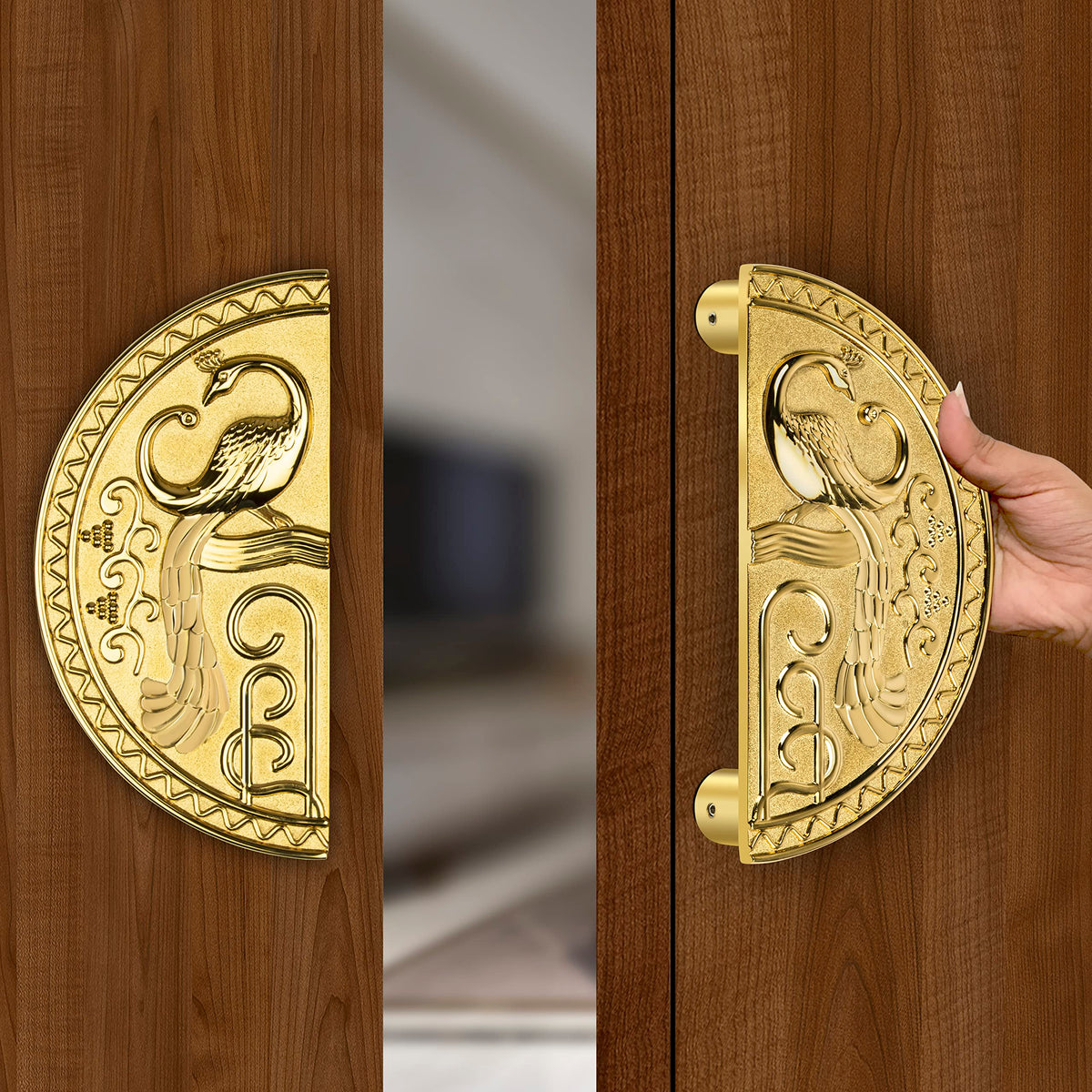Plantex Zinc Heavy Duty Main Door Pull Handle - 8-Inches Round Shape for Glass & Wooden Doors (323 -PVD Gold Finish) - 3 Years Warranty-2