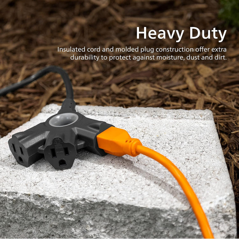 Philips EZGrip 25ft 16m 3 Way Multi Outlet Indoor Outdoor Extension Cable with Multiple Outlets