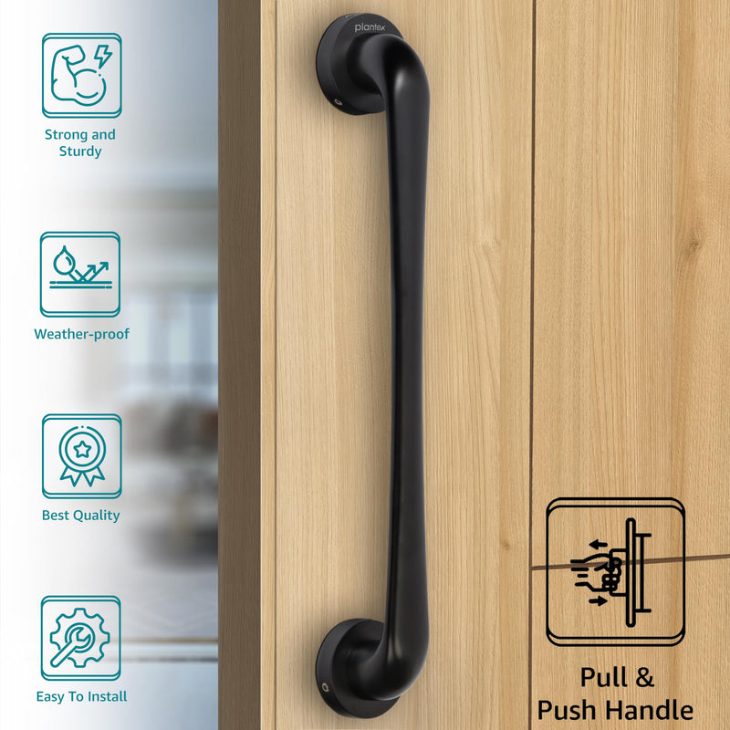 Plantex Zinc Alloy Polo 14-Inch Pull Handle For Main Doors Of House/Office/Hotel (Rich Black Finish - Big) - 3 Years Warranty-3