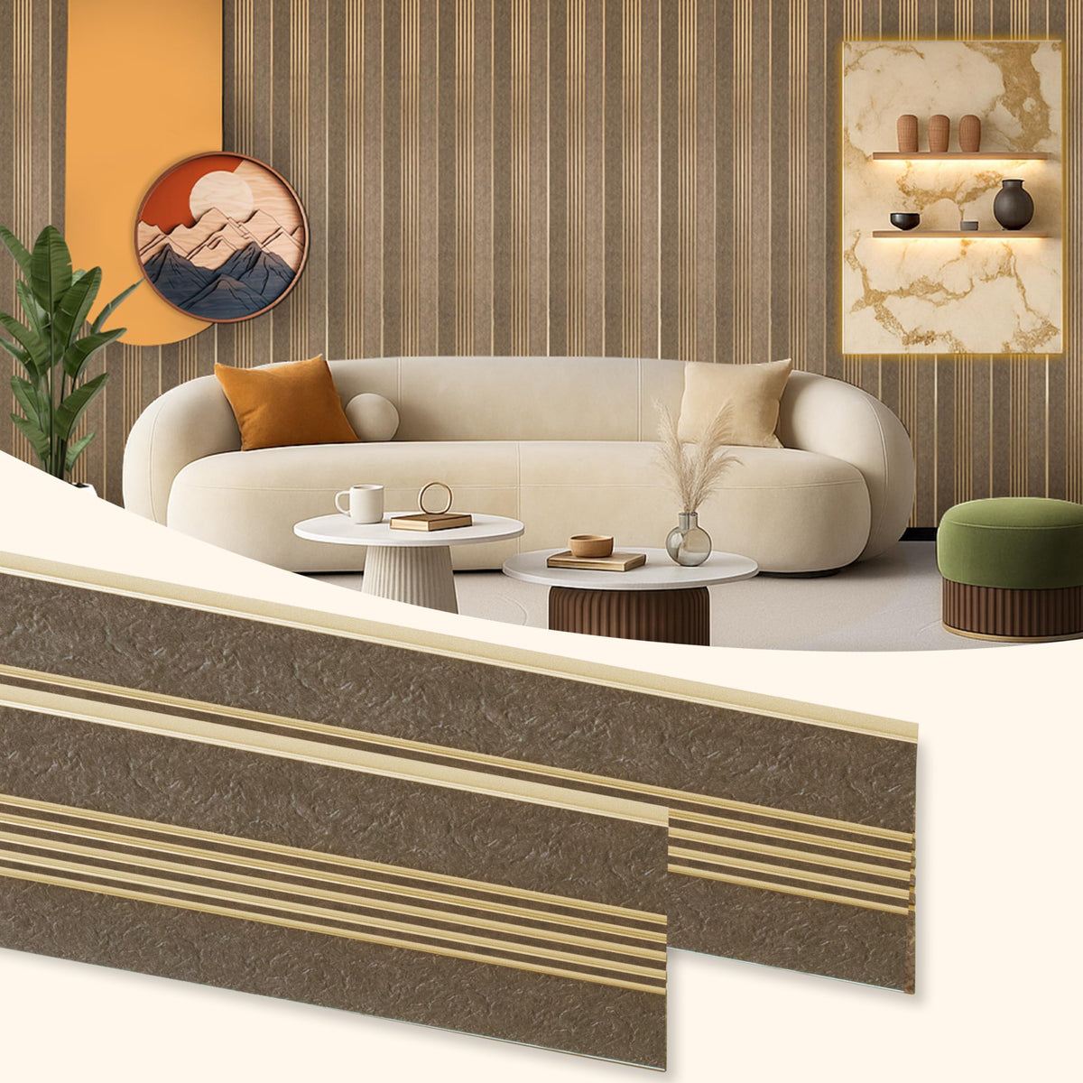Plantex Louvers Panel for Wall/8 Feet Wall Panels/3D Charcoal Panel for Interior Walls Decor - Pack of 7 Covers - 56 Sq. Ft, Size-1 Feet x 8 Feet (WD-2204)