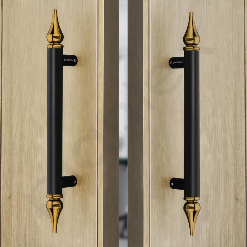 Plantex Heavy Duty Door Handle/14 Inch Main Door Handle/Pull-Push Door Handle/Door & Home Decor - Pack of 2 (Black and Gold)-6