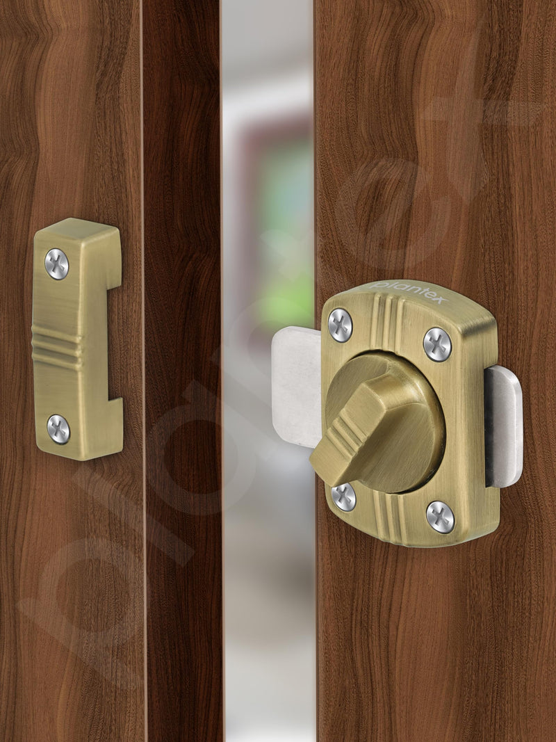 Plantex Bathroom Door Latch/Heavy Duty Zinc Latch for Bathroom/Latch Lock for Main Door/Door Stopper/Baby Latch for Door -Pack of 1 (Brass Antique)-2