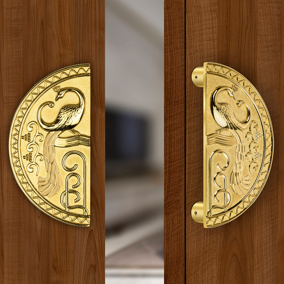 Plantex Zinc Heavy Duty Main Door Pull Handle - 8-Inches Round Shape for Glass & Wooden Doors (323 -PVD Gold Finish) - 3 Years Warranty-1