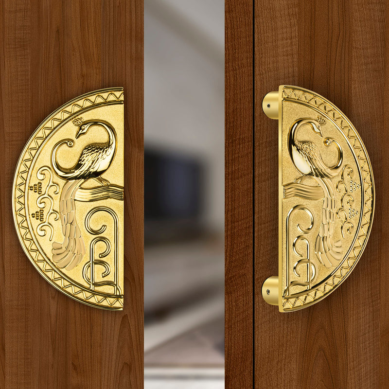 Plantex Zinc Heavy Duty Main Door Pull Handle - 8-Inches Round Shape for Glass & Wooden Doors (323 -PVD Gold Finish) - 3 Years Warranty-1