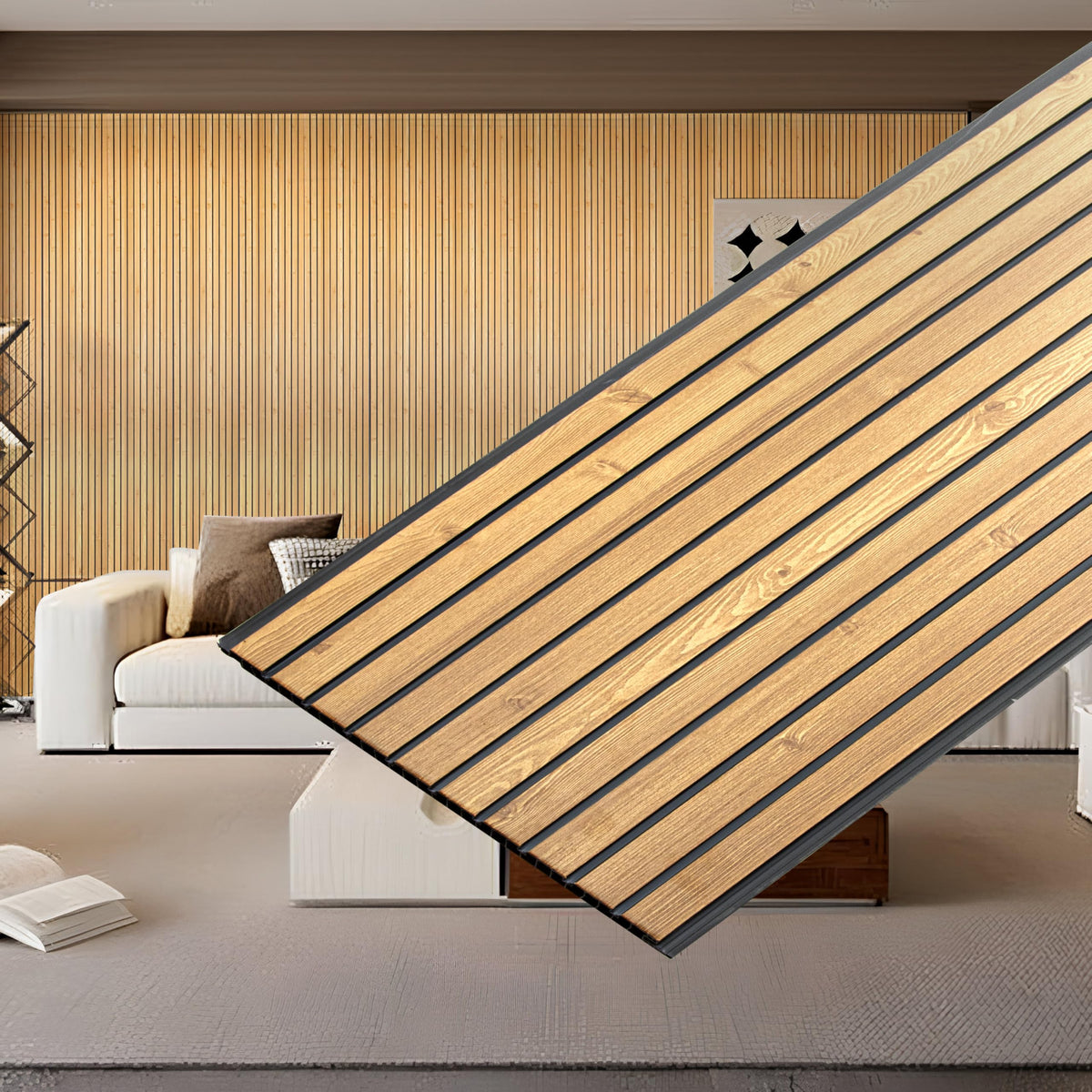 Plantex PVC 3D Fluted Wall Panels for Home Decor/Louvers Wall Panel 10 Feet/Eco-Friendly PVC Panels/Pack of 10 Covers 100 Sq. Ft (Golden Oak - 9G)-1