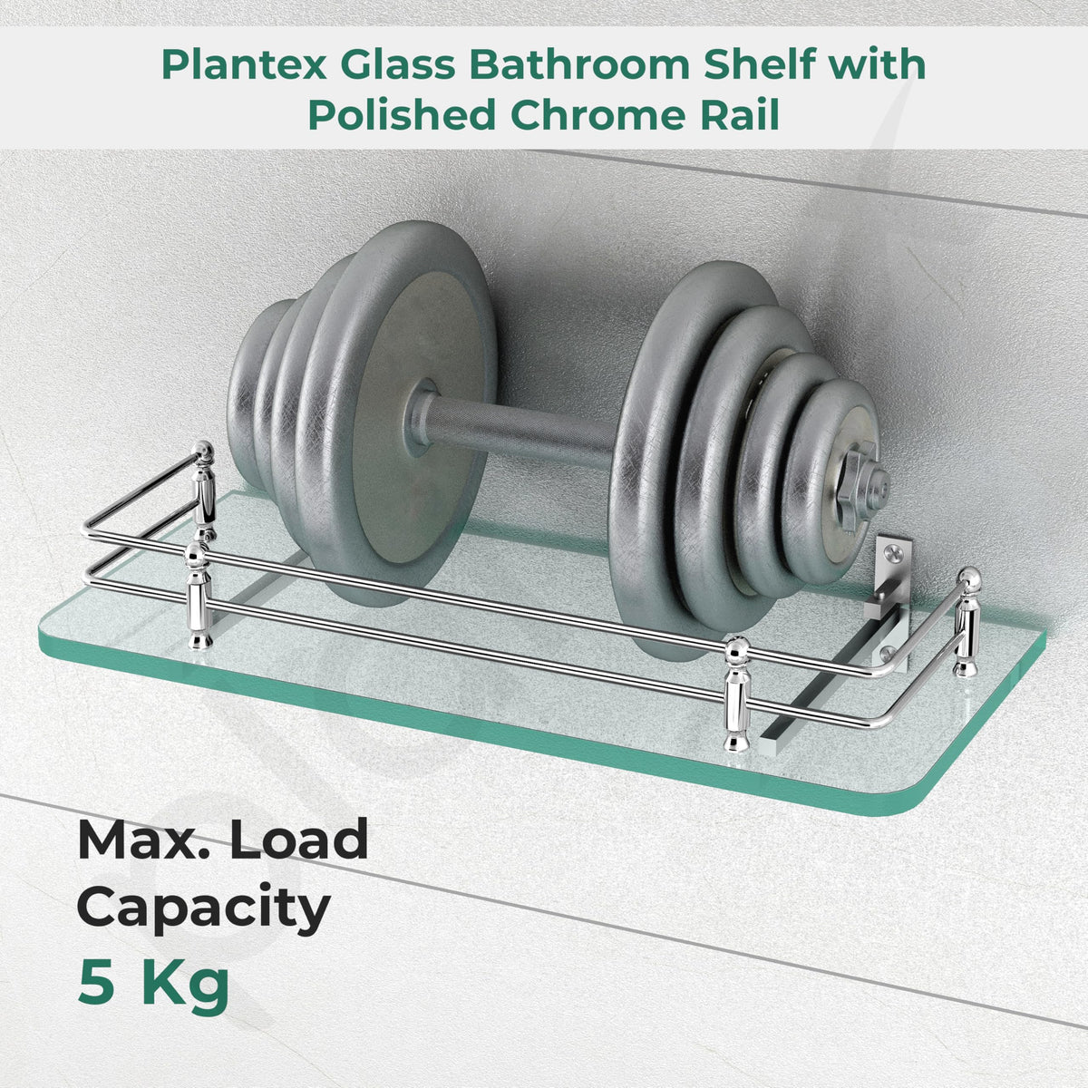 Plantex Premium Transparent Glass Shelf for Bathroom Wall/Bathroom Organizer/Storage Rack for Kitchen/Living Room (Polished, 12x6 - Pack of 1)-6