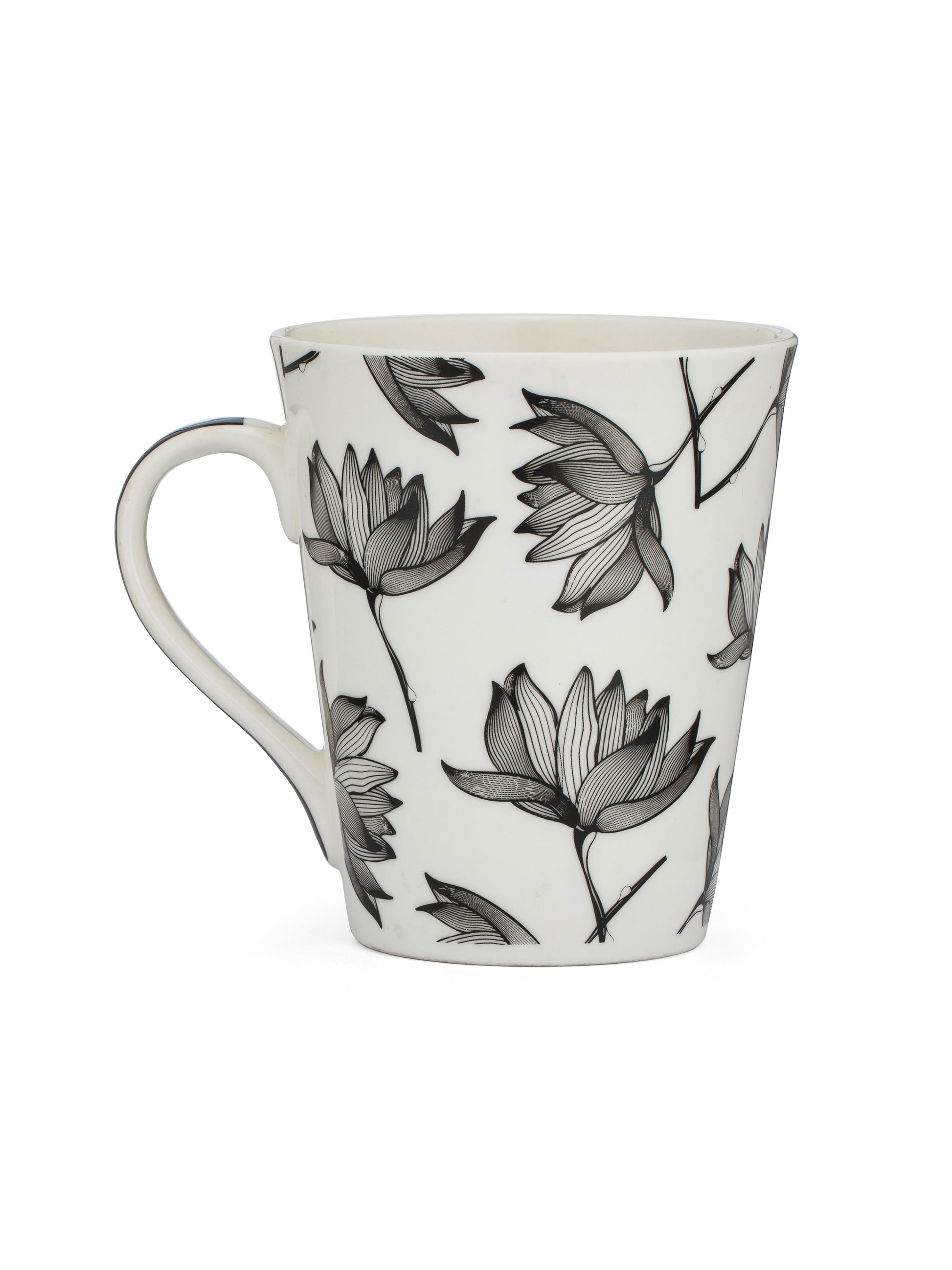 Ceramic Black & White Monochrome Mug and Bowl Snack Set (2 Mugs + 1 Bowl) (MC719)