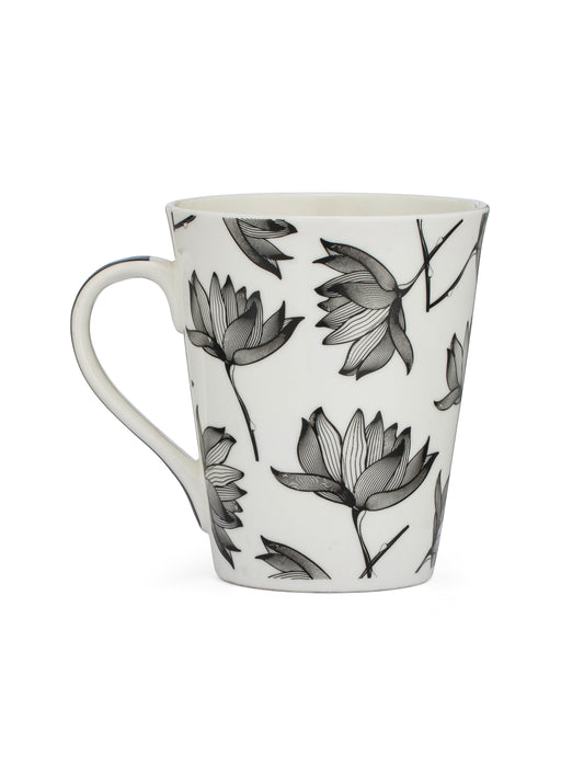 Ceramic Black & White Monochrome Mug and Bowl Snack Set (2 Mugs + 1 Bowl) (MC719)