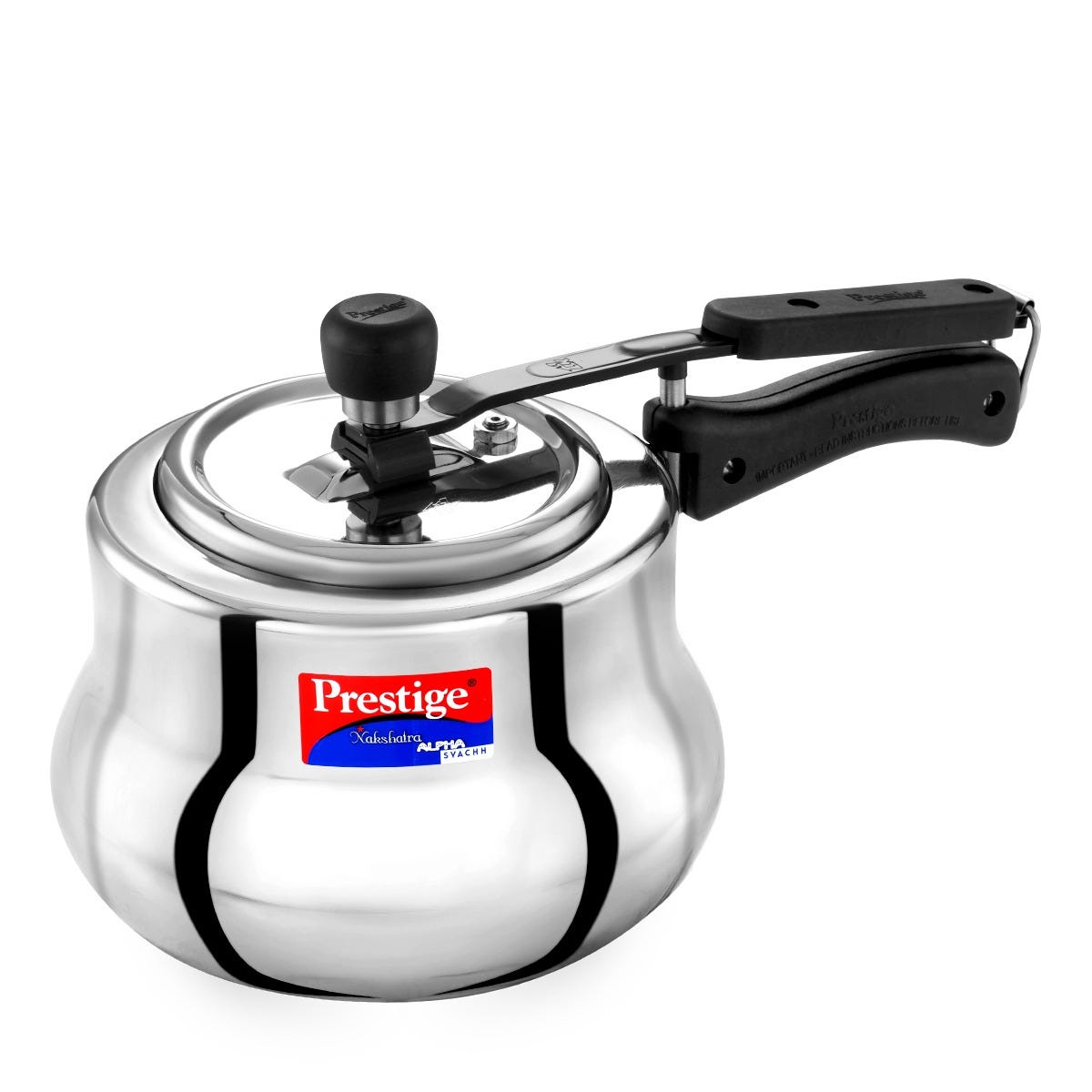Prestige 3.5 Litre Stainless Steel Nakshatra Alpha Svachh Inner Lid Handi Pressure Cooker, Triply Base, Gas & Induction Compatible + Prestige Omega Deluxe Granite Non-stick Omni Tawa, 25 cm, Black