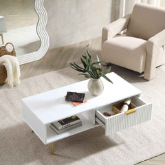 Velin Ridged Coffee Table with Drawer