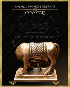 Cow and Calf Panchaloha Bronze Icon - 3"