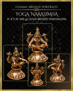 Yoga Narasimha Panchaloha Bronze Icon - 4"