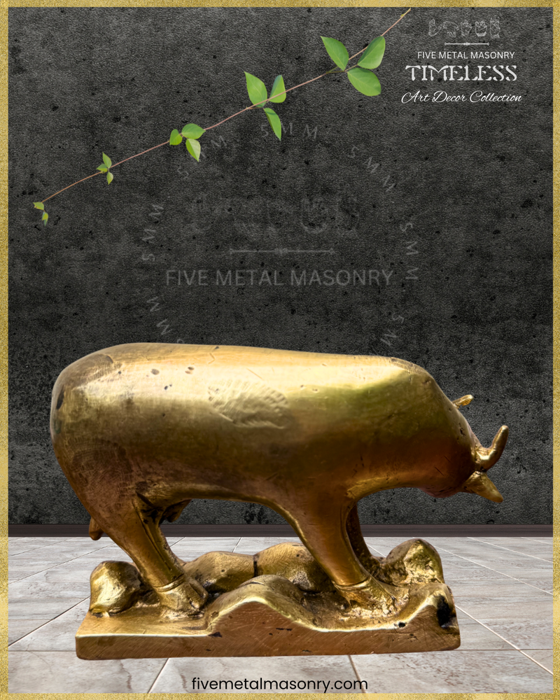 Gauḥ : பசு : Cow Panchaloha Bronze Icon - 4" - Timeless Collection