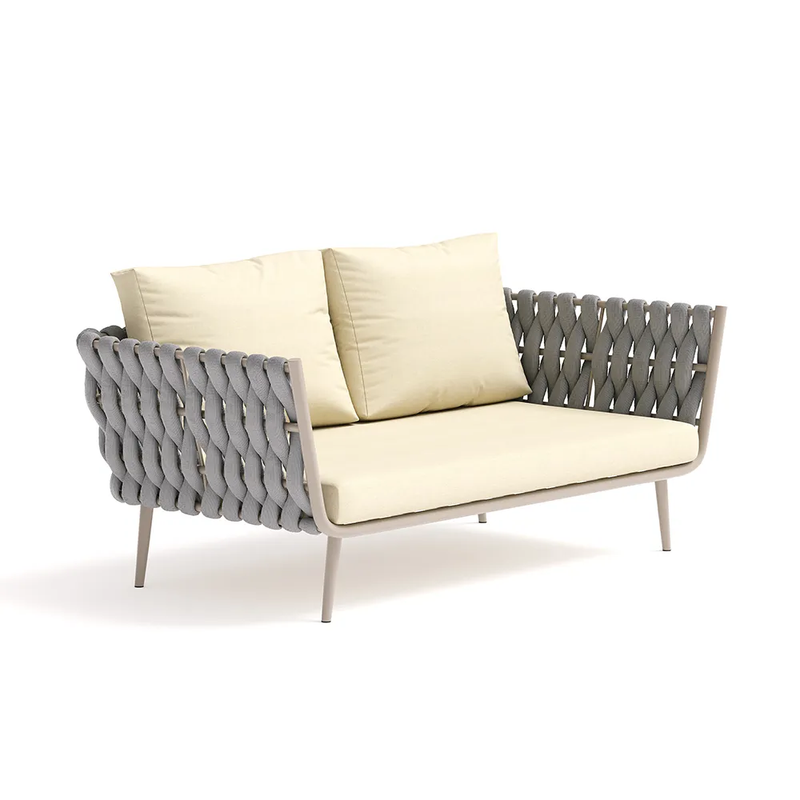 Bifrox Outdoor Garden Balcony Sofa Set 2 Seater, 2 Single seater and 1 Center Table  Set, Braid & Rope (Beige + Grey)