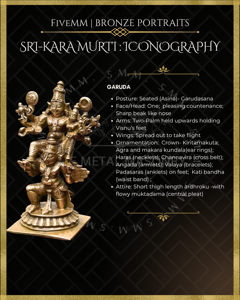 Vishnu with Lakshmi on Garuda Panchaloha Bronze Icon - 5"