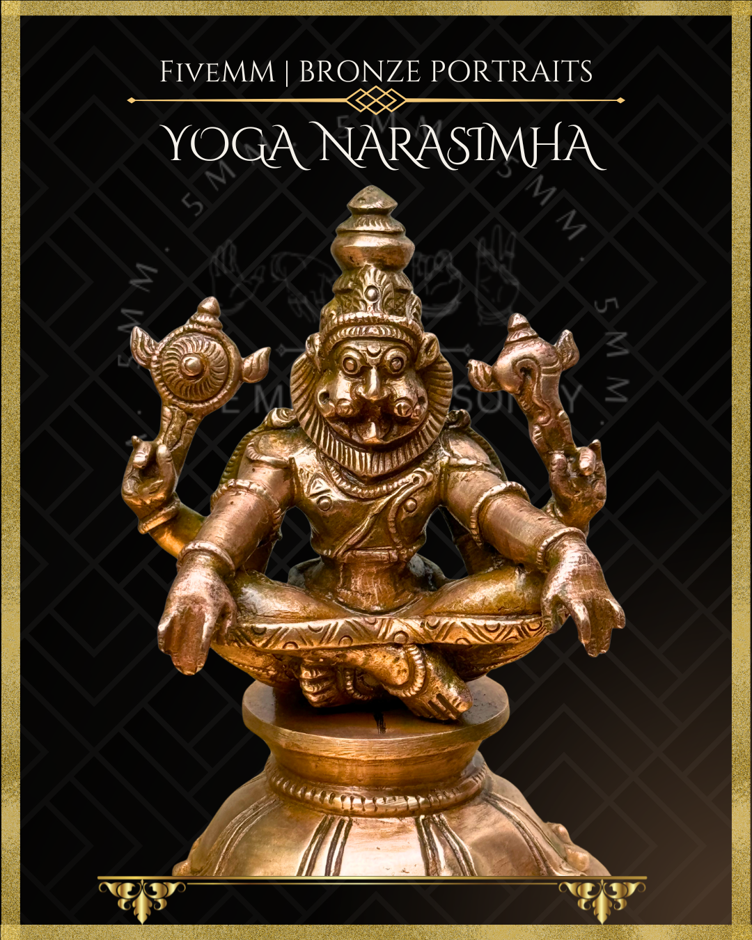 Yoga Narasimha Panchaloha Bronze Icon - 4"