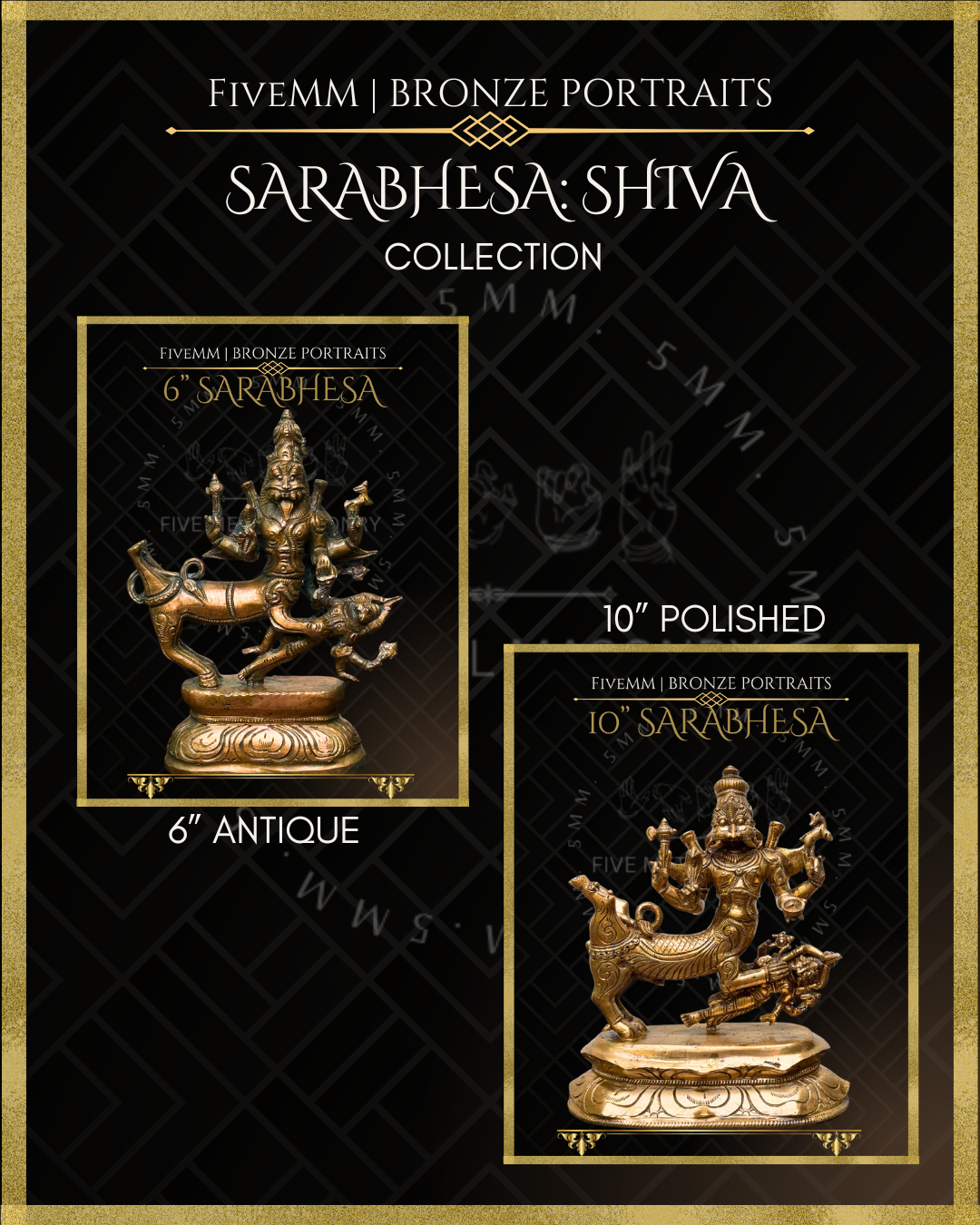 Sarabhesvara Shiva Panchaloha Bronze Icon - 10" -Polished finish