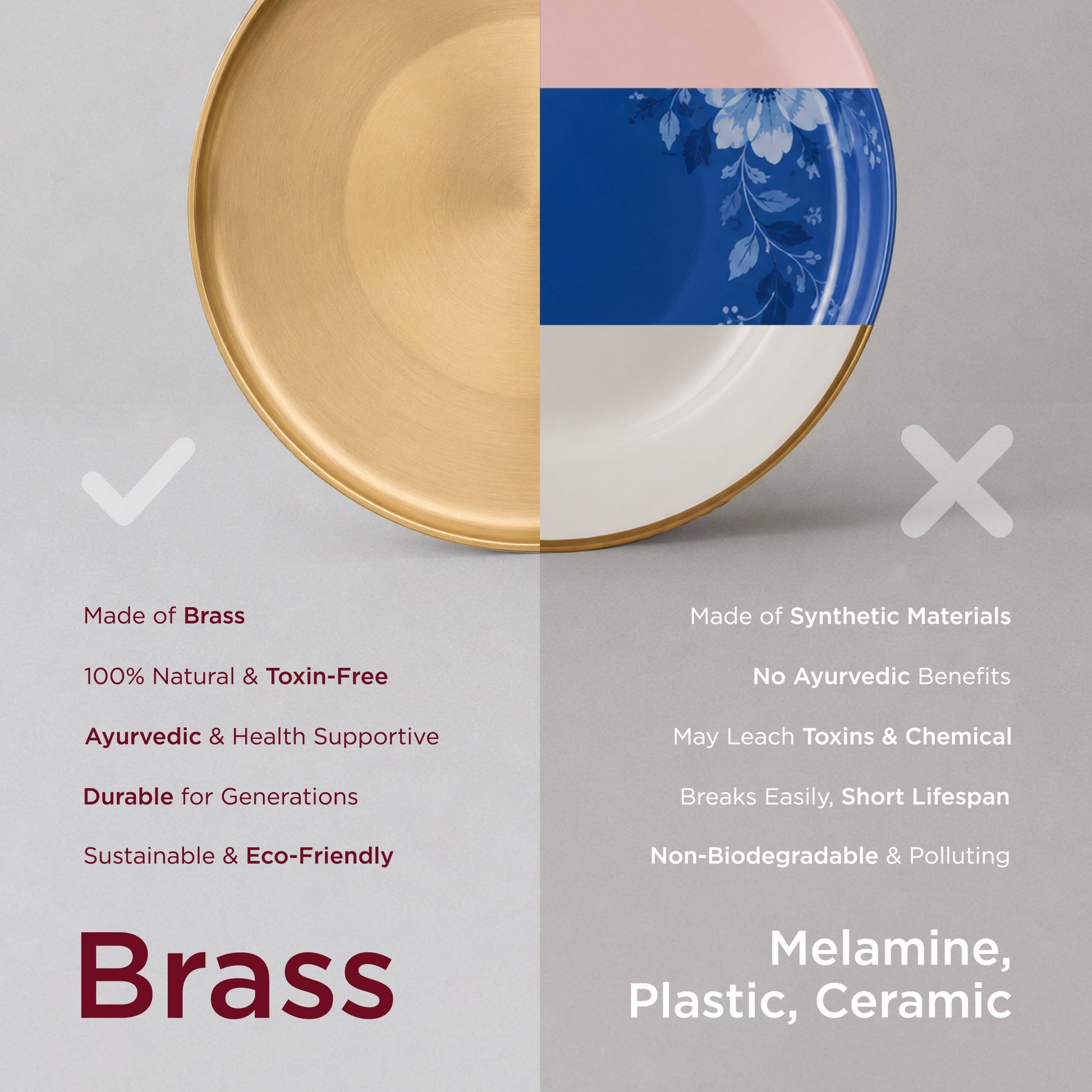 36-Piece Brass Solid Dinner Set • Matte Finish • Serves 6 (पीतल का डिनर सेट)