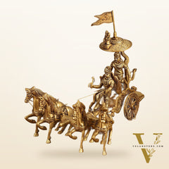 9.5 Inch Brass Geeta Updesh Krishna and Arjun Rath Idol