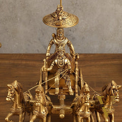 9.5 Inch Brass Geeta Updesh Krishna and Arjun Rath Idol