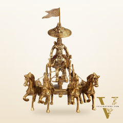 9.5 Inch Brass Geeta Updesh Krishna and Arjun Rath Idol
