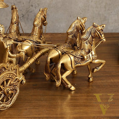 9.5 Inch Brass Geeta Updesh Krishna and Arjun Rath Idol