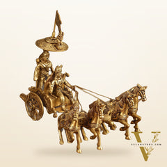 9.5 Inch Brass Geeta Updesh Krishna and Arjun Rath Idol