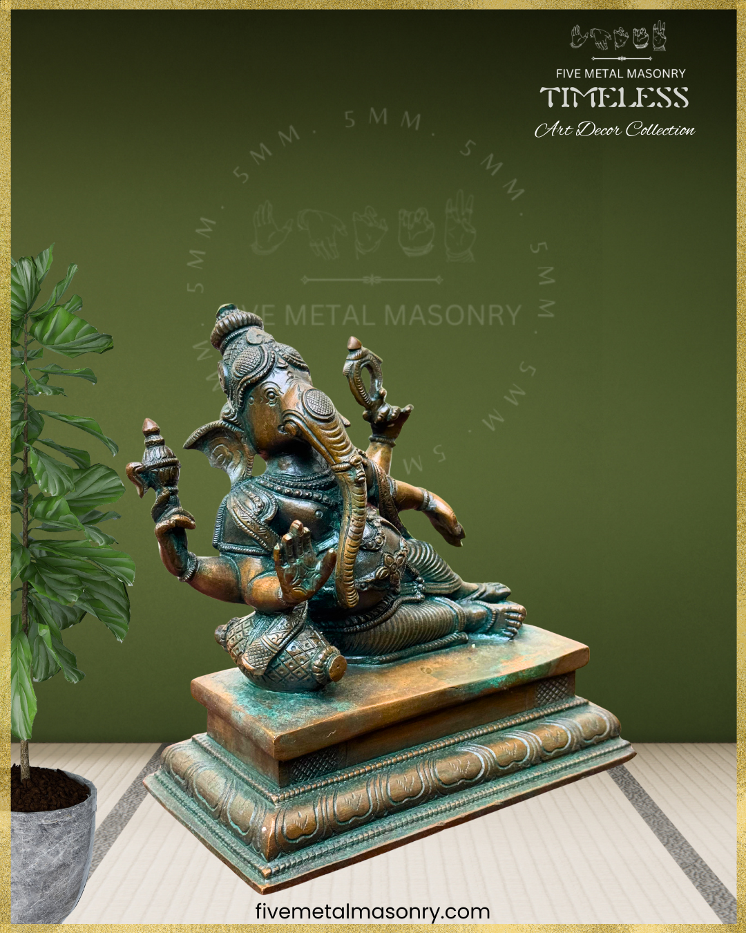Sayana Ganesa Panchaloha Bronze Icon - 6.5" - Timeless Collection