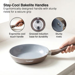 Prestige Ceraglide Duo Ceramic Coating Non Stick Aluminium Cookware Omni Tawa Dia 25 cm, Prestige Ceraglide Duo Ceramic Coating Non Stick Aluminium Cookware Fry Pan Dia 24 cm (1.6 Litre)