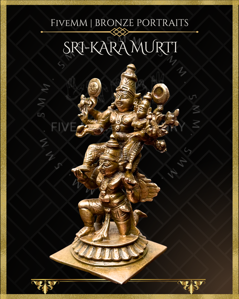 Vishnu with Lakshmi on Garuda Panchaloha Bronze Icon - 5"
