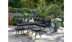 Swifter Outdoor Garden Balcony Sofa Set 5 Seater  and 1 Center Table With 2 Ottoman Set (Tan)