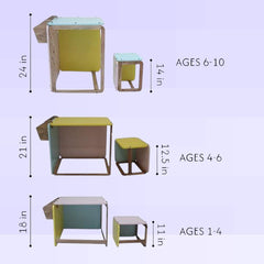 Kids - Small Stool+ Table- Size changing