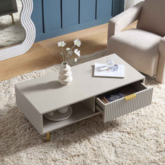 Velin Ridged Coffee Table with Drawer